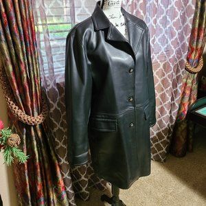 Genuine Black Leather jacket 3/4 length. Italy.